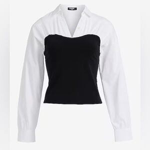 NWT express Layered Tube V-Neck Long Sleeve Top size small